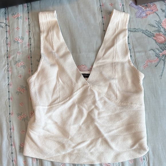 White Banana Republic Ribbed Sleeveless Top - Picture 1 of 4
